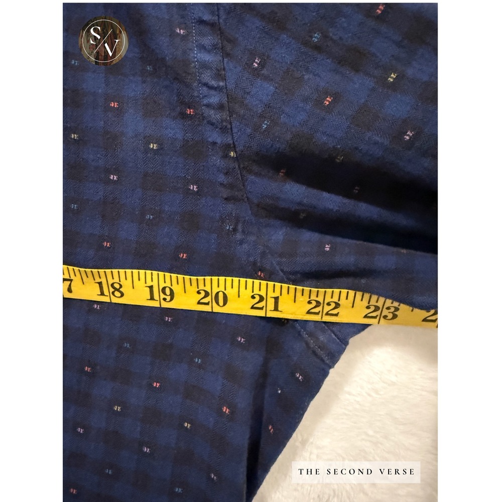 Massimo Dutti Mens Navy Black Navy Check Embroidered Tessuto Italiano Shirt L - Picture 5 of 7